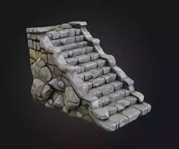 Stone Staircase Low-poly 3D model Stone Staircase Low-poly 3D model