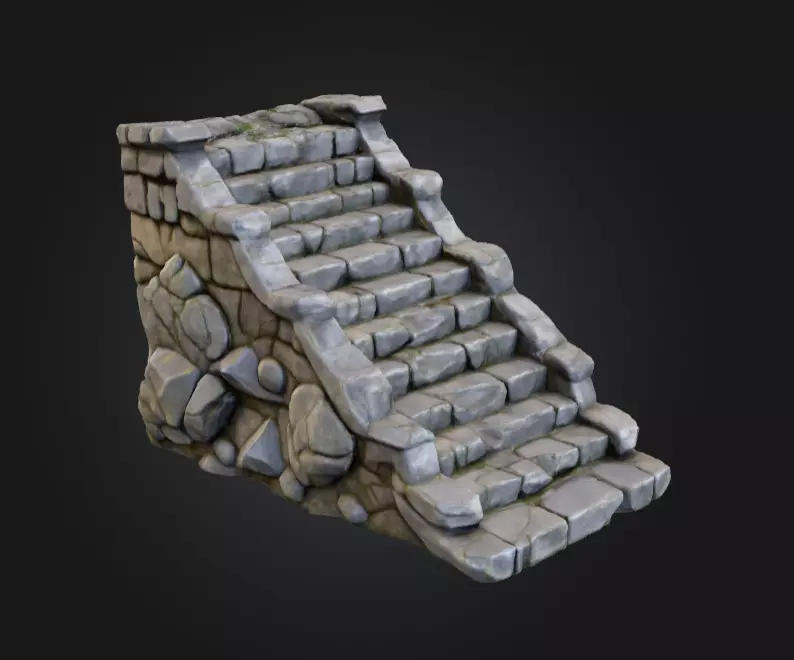 Stone Staircase Low-poly 3D model_0