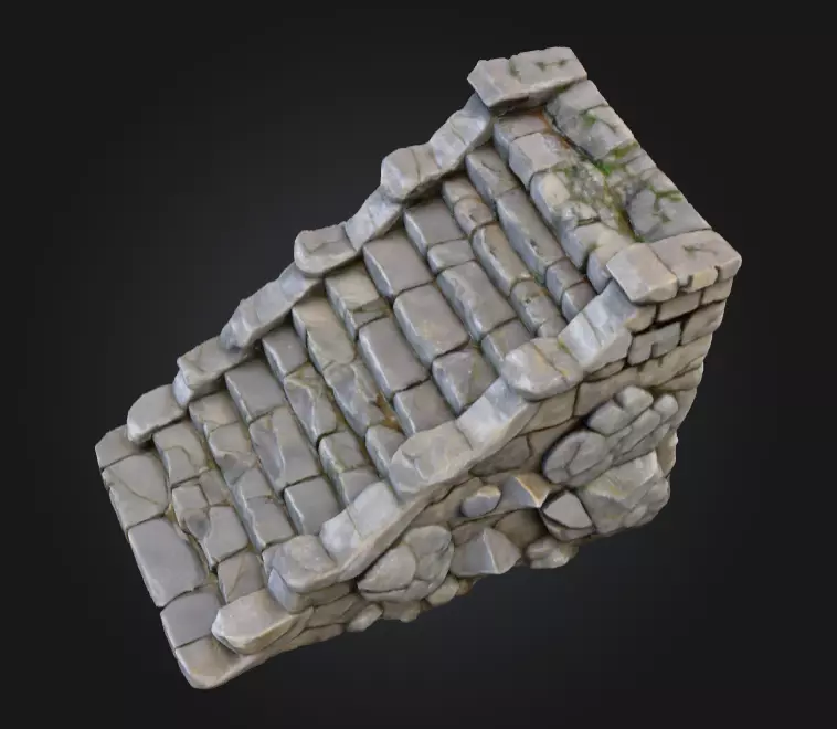 Stone Staircase Low-poly 3D model_8
