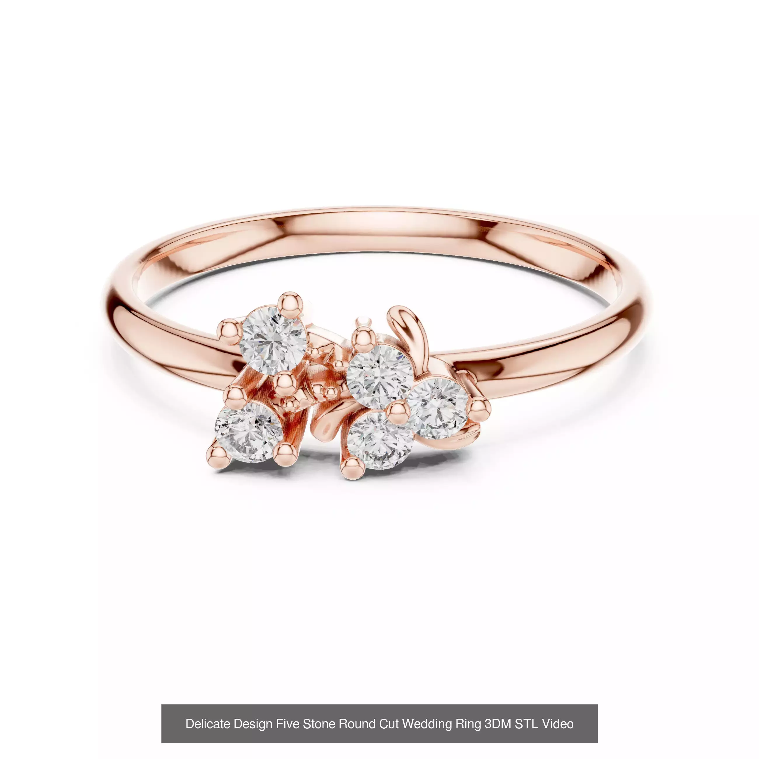 37 Five Diamond Rings 3DM STL OBJ FBX 3 Color Render Video 3D Model Collection_9