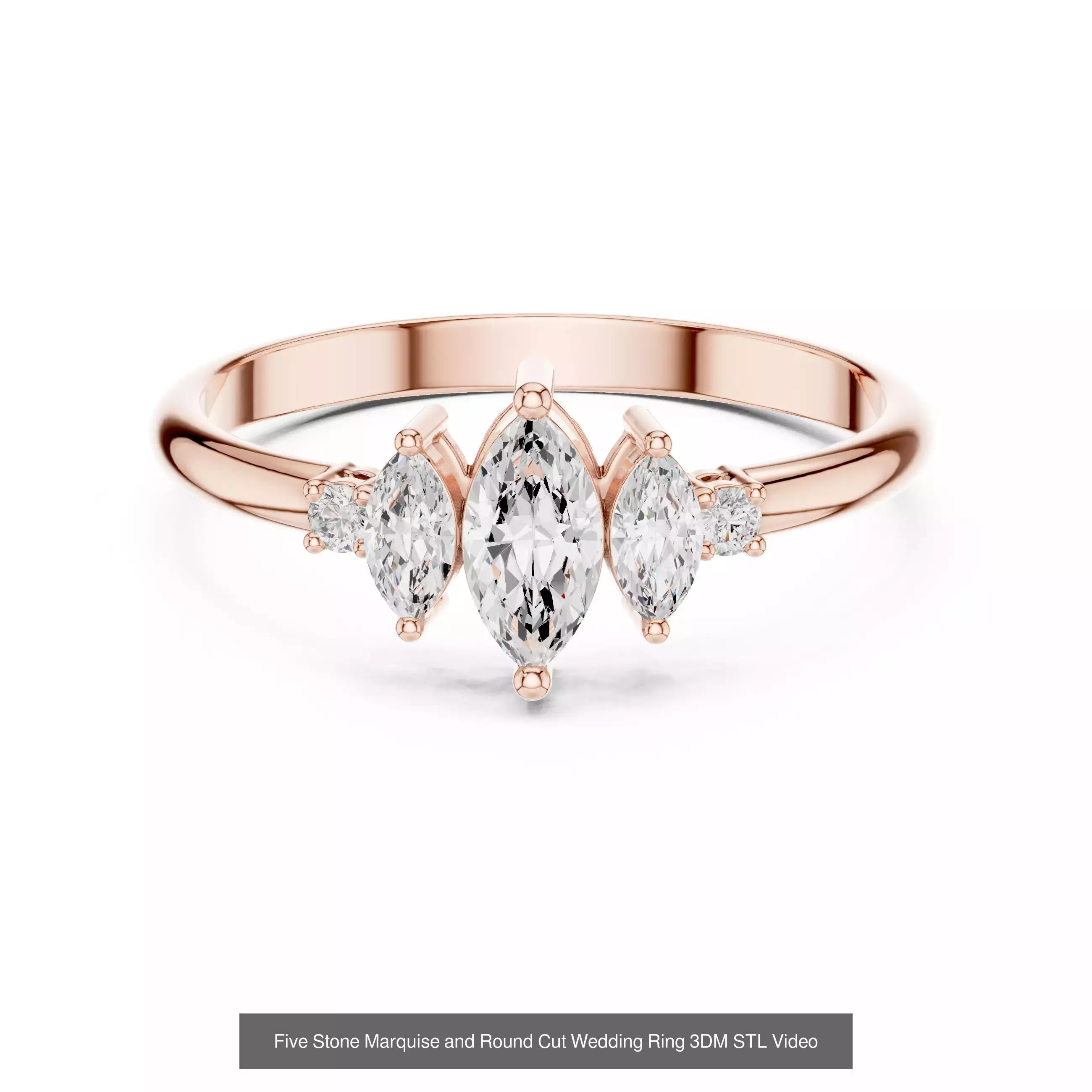 37 Five Diamond Rings 3DM STL OBJ FBX 3 Color Render Video 3D Model Collection_26