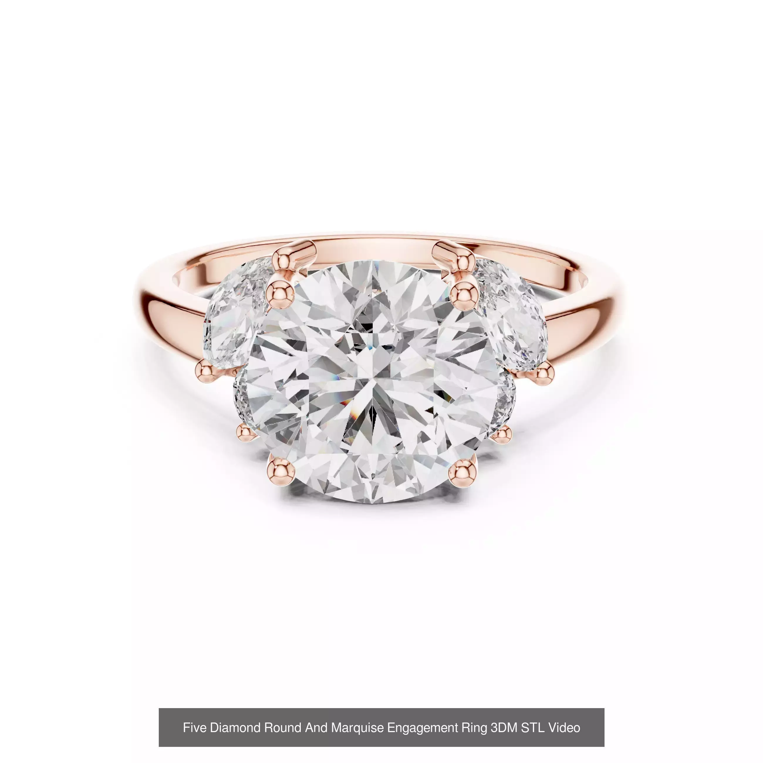 37 Five Diamond Rings 3DM STL OBJ FBX 3 Color Render Video 3D Model Collection_41