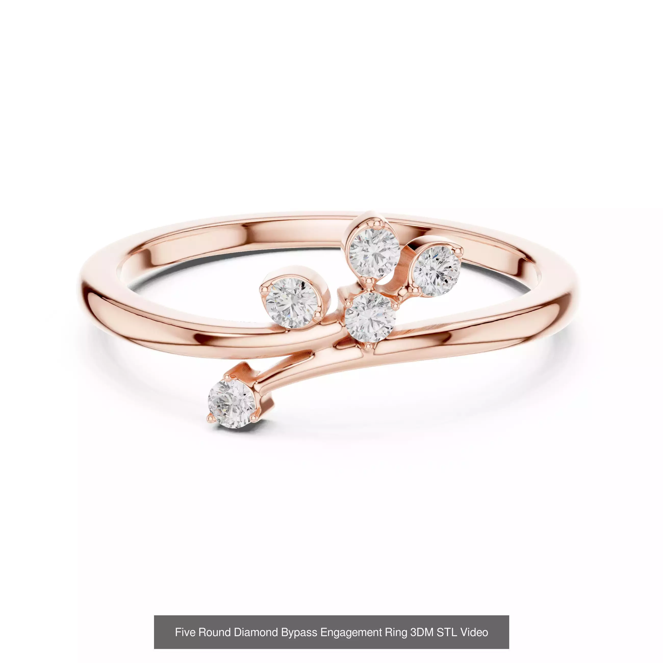 37 Five Diamond Rings 3DM STL OBJ FBX 3 Color Render Video 3D Model Collection_11