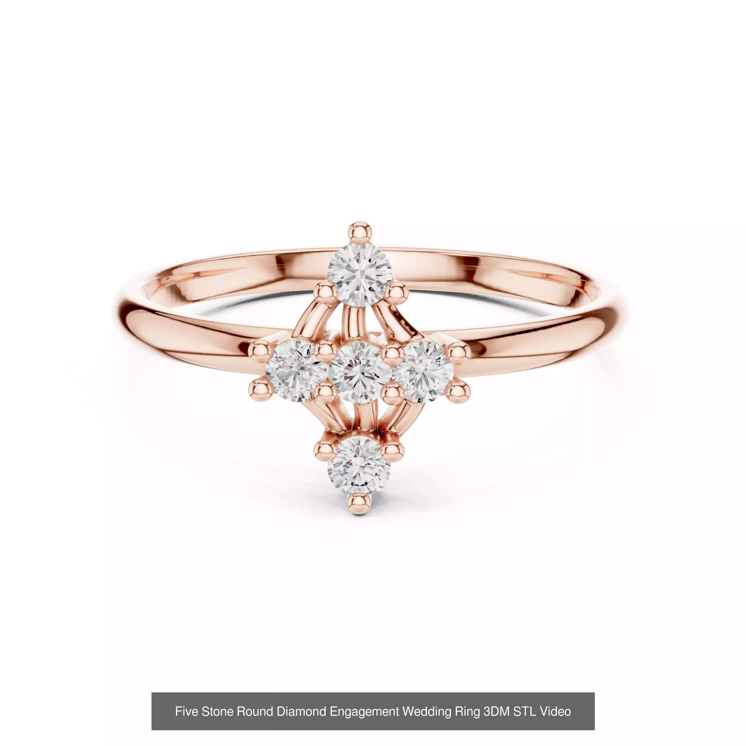 37 Five Diamond Rings 3DM STL OBJ FBX 3 Color Render Video 3D Model Collection_8