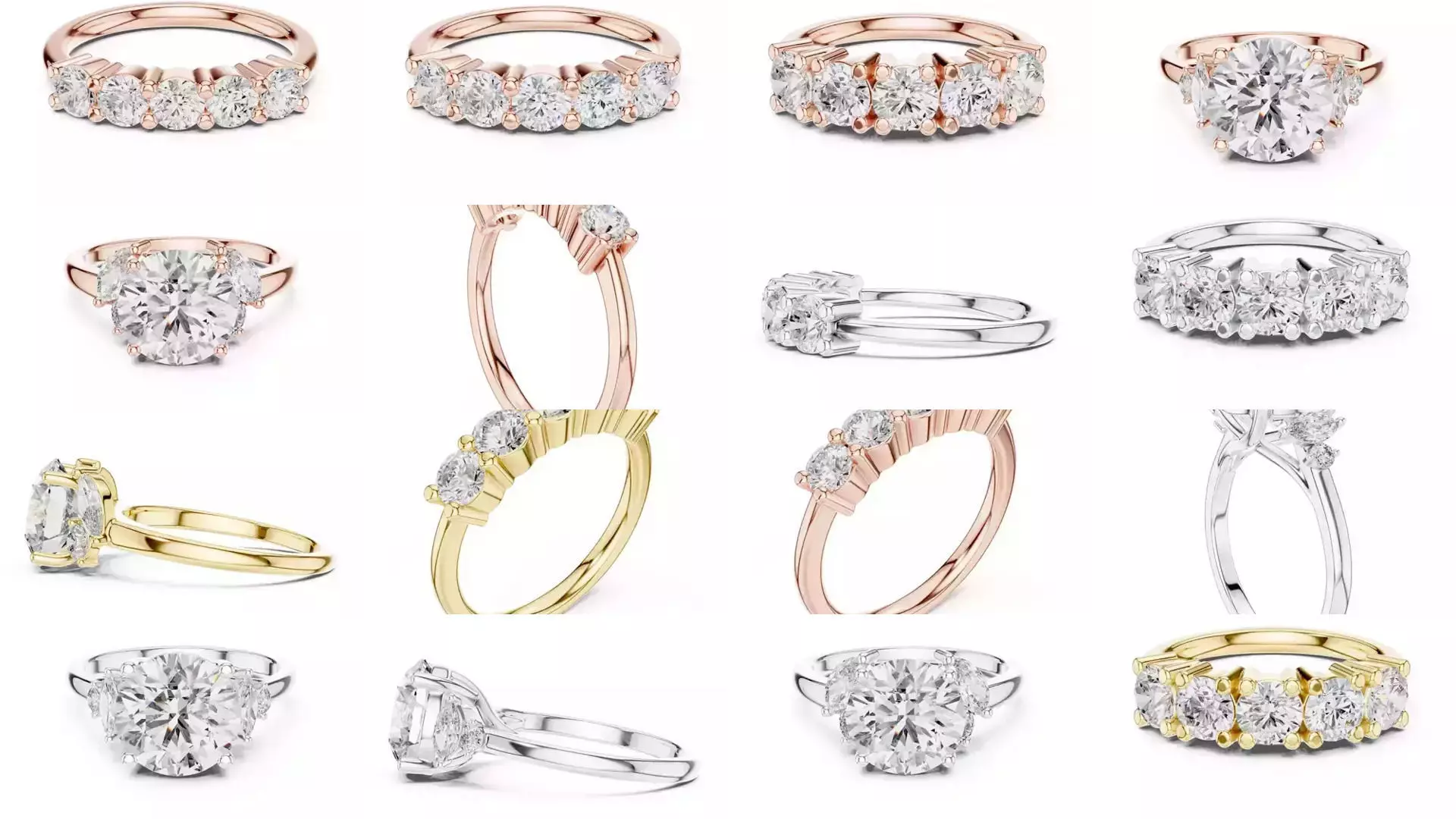 37 Five Diamond Rings 3DM STL OBJ FBX 3 Color Render Video 3D Model Collection_3
