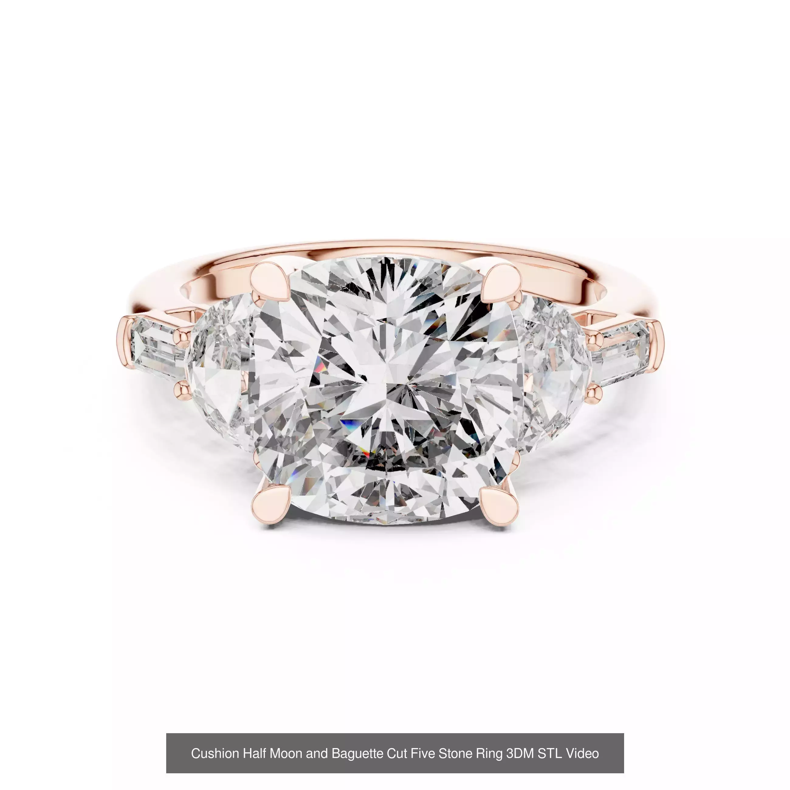 37 Five Diamond Rings 3DM STL OBJ FBX 3 Color Render Video 3D Model Collection_35