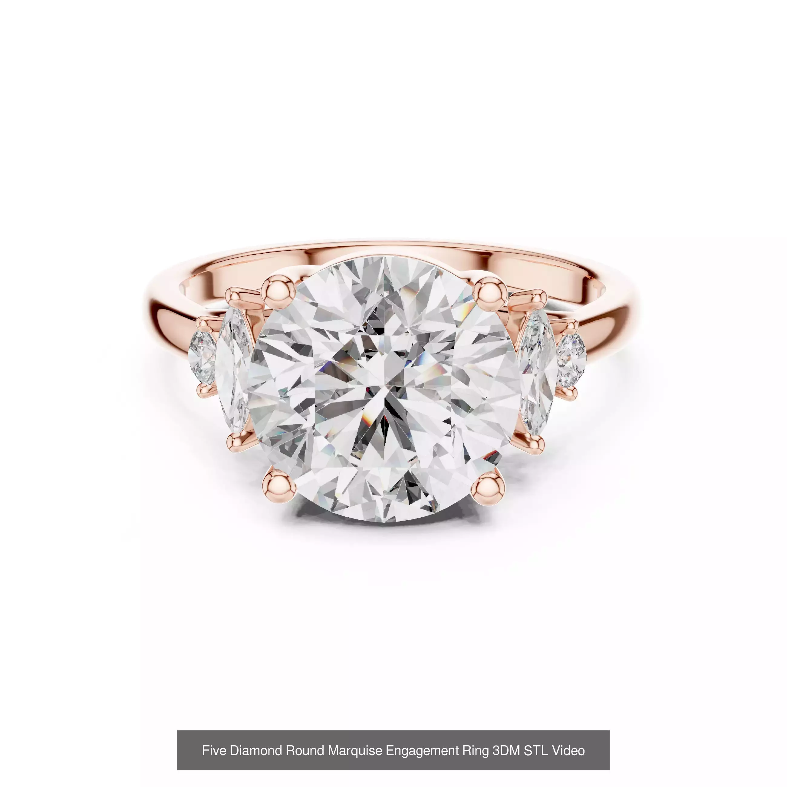 37 Five Diamond Rings 3DM STL OBJ FBX 3 Color Render Video 3D Model Collection_40