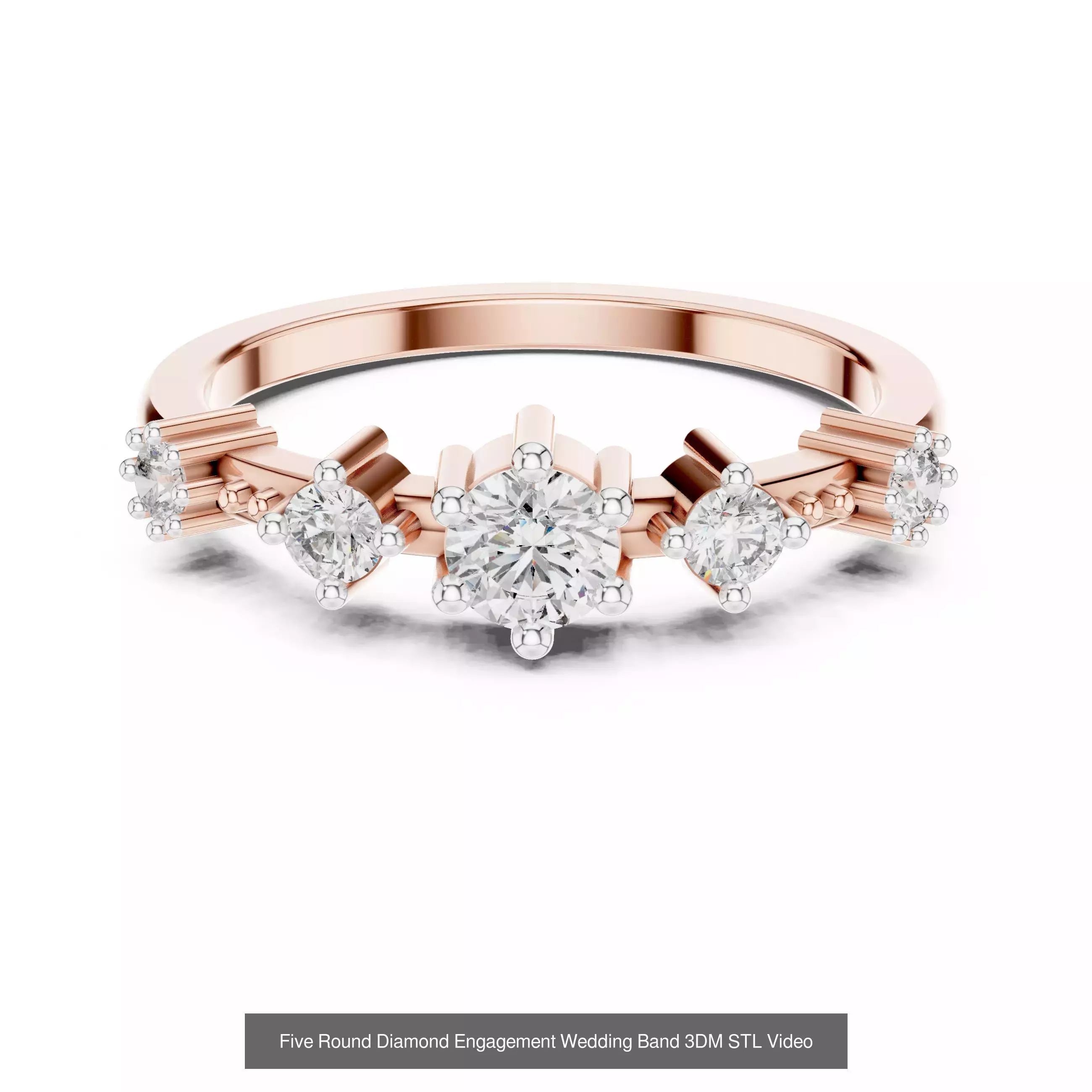 37 Five Diamond Rings 3DM STL OBJ FBX 3 Color Render Video 3D Model Collection_10