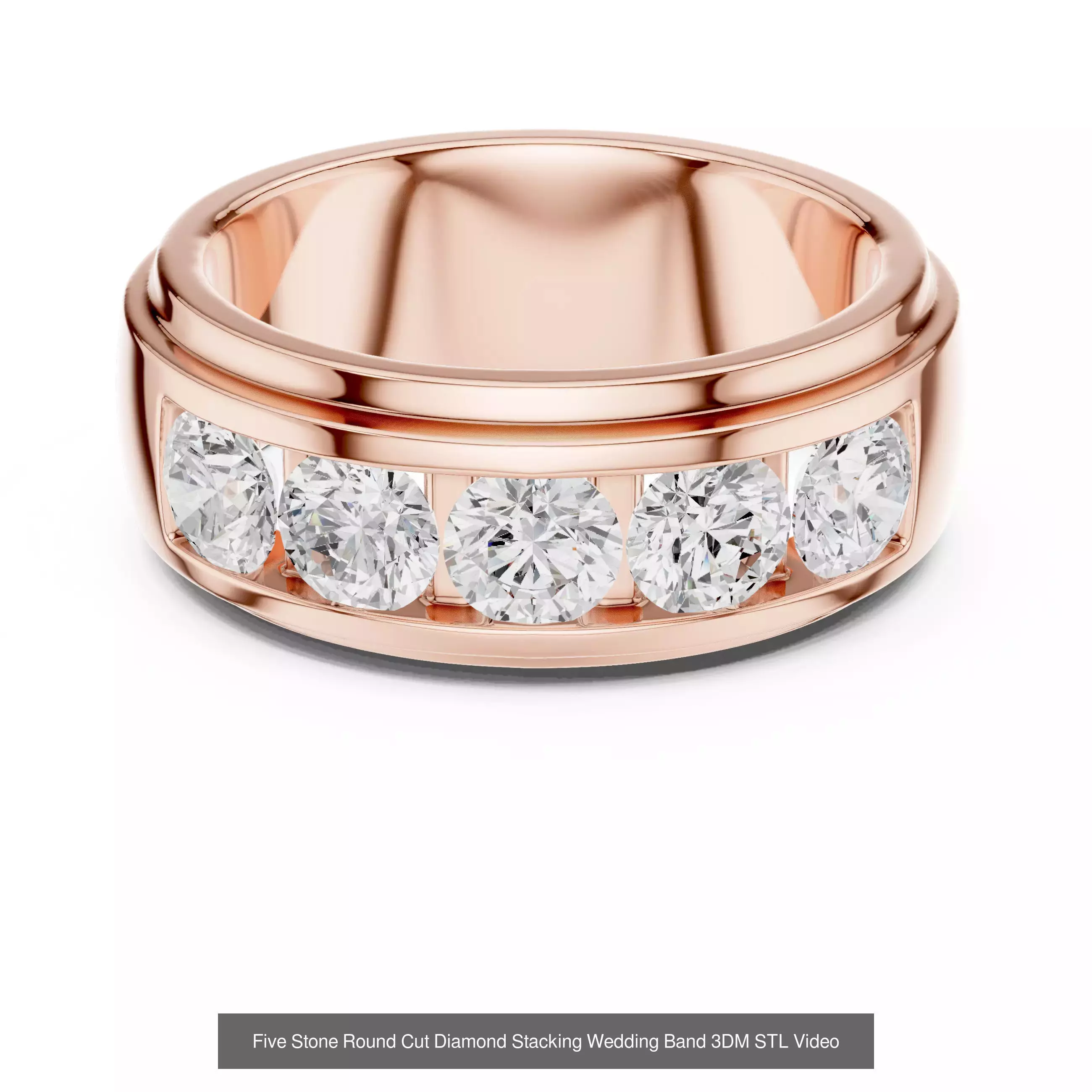 37 Five Diamond Rings 3DM STL OBJ FBX 3 Color Render Video 3D Model Collection_30