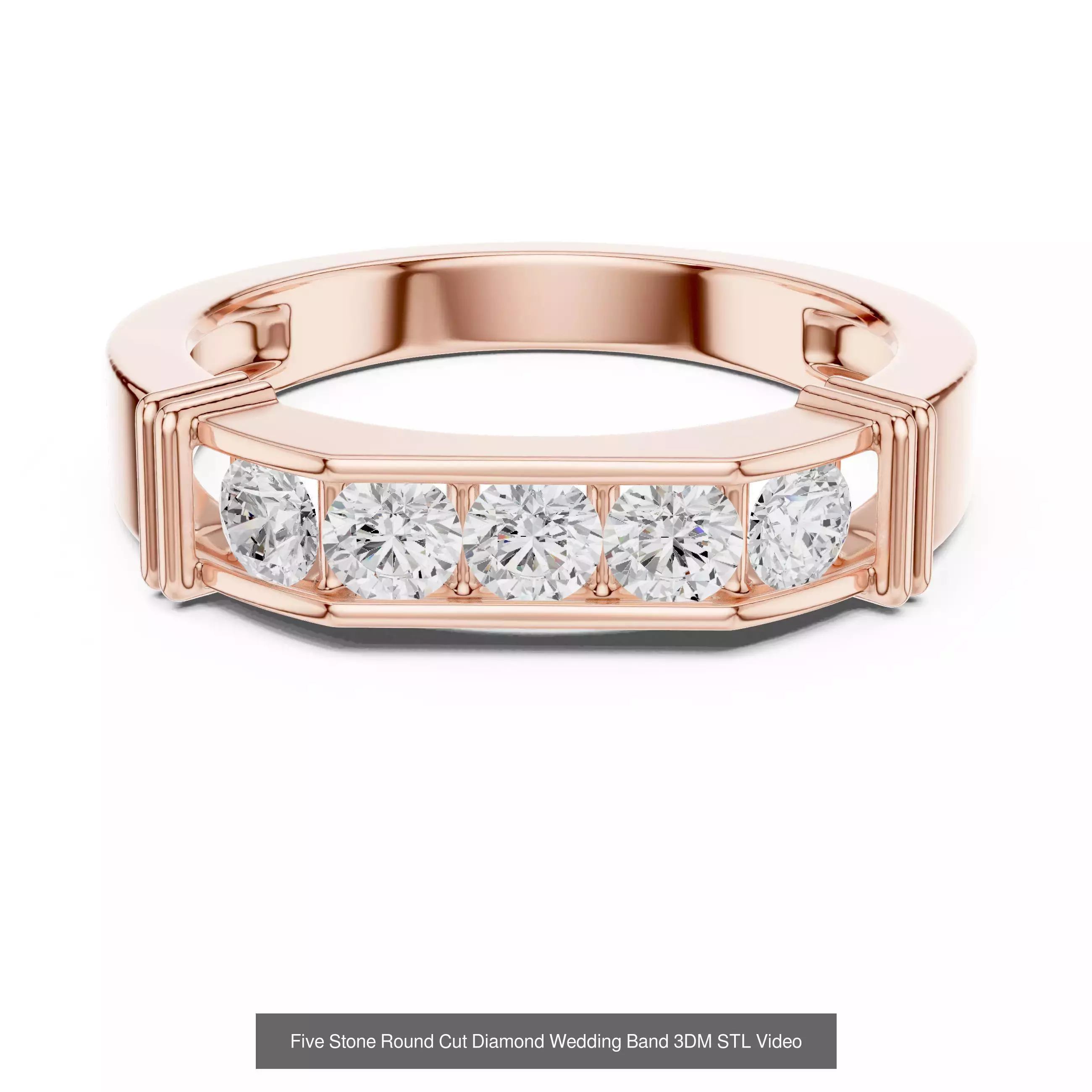 37 Five Diamond Rings 3DM STL OBJ FBX 3 Color Render Video 3D Model Collection_5