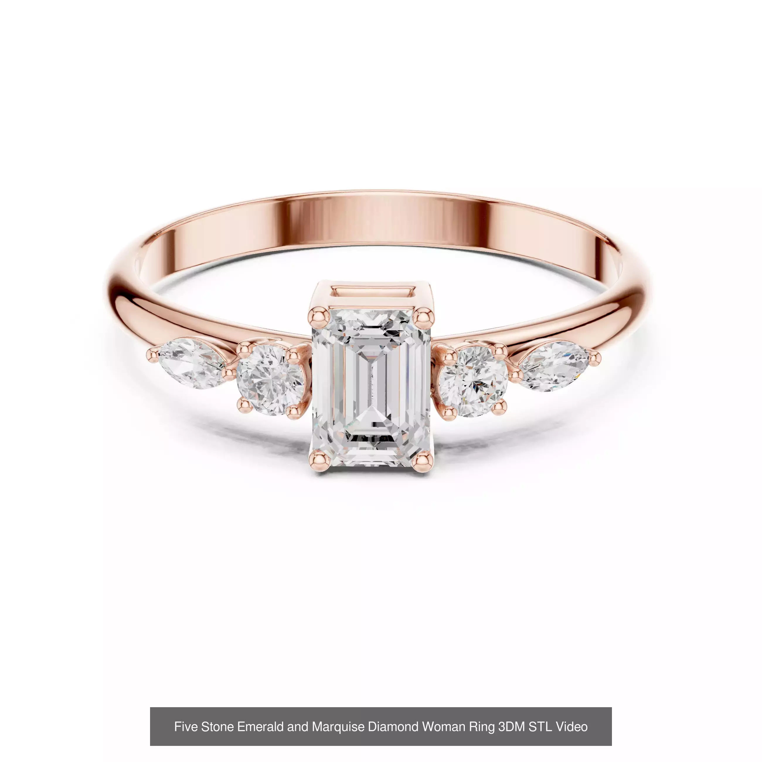 37 Five Diamond Rings 3DM STL OBJ FBX 3 Color Render Video 3D Model Collection_23