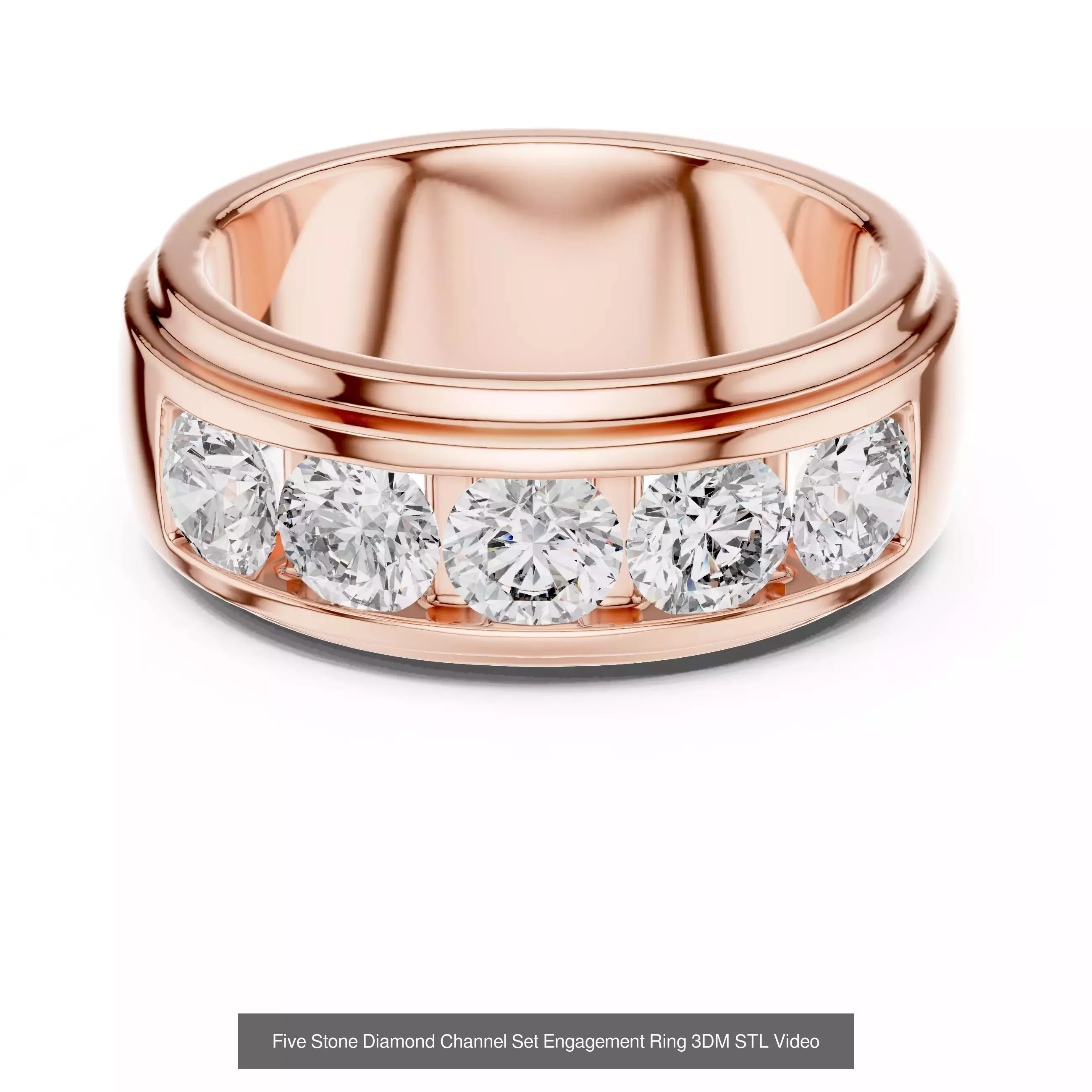 37 Five Diamond Rings 3DM STL OBJ FBX 3 Color Render Video 3D Model Collection_19