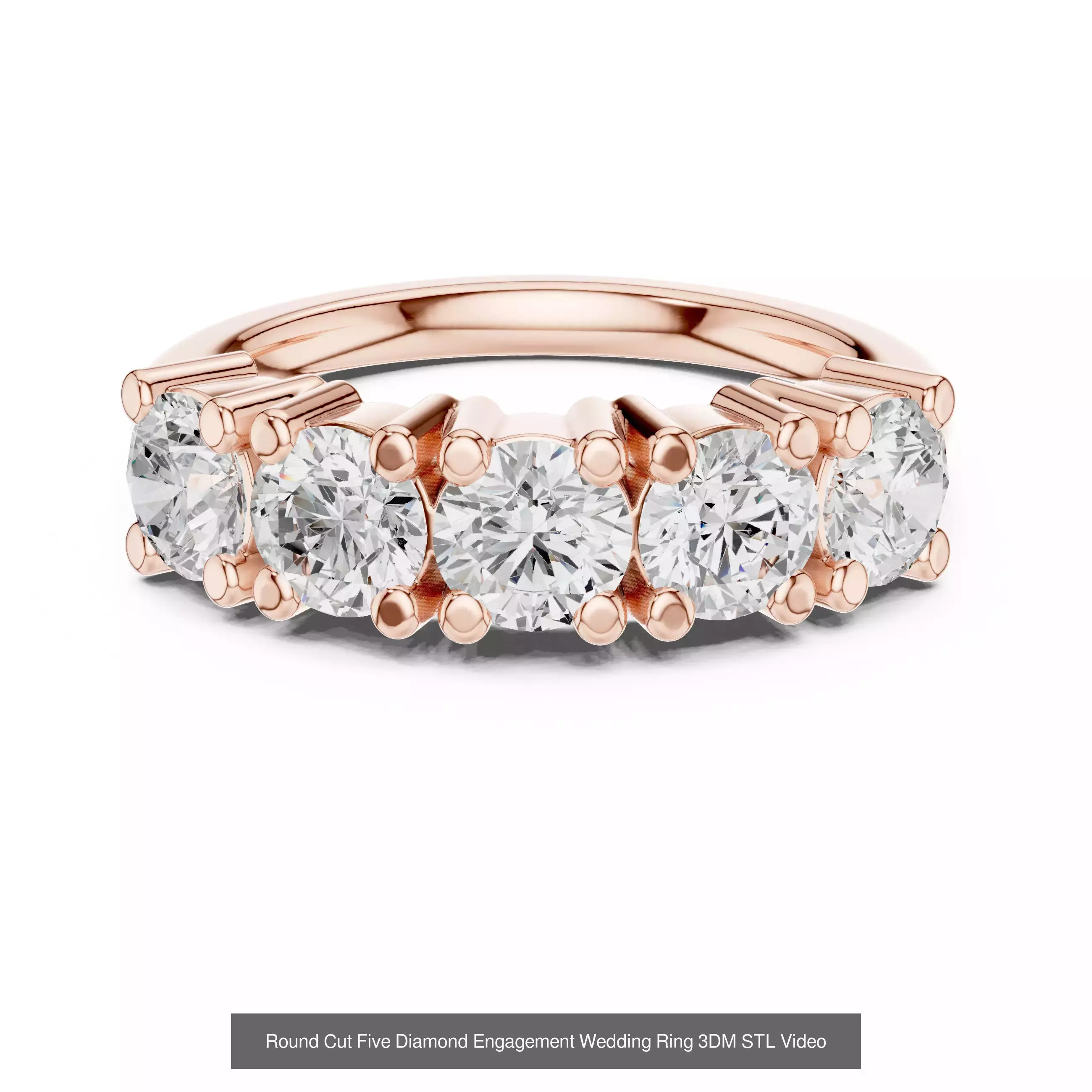 37 Five Diamond Rings 3DM STL OBJ FBX 3 Color Render Video 3D Model Collection_39