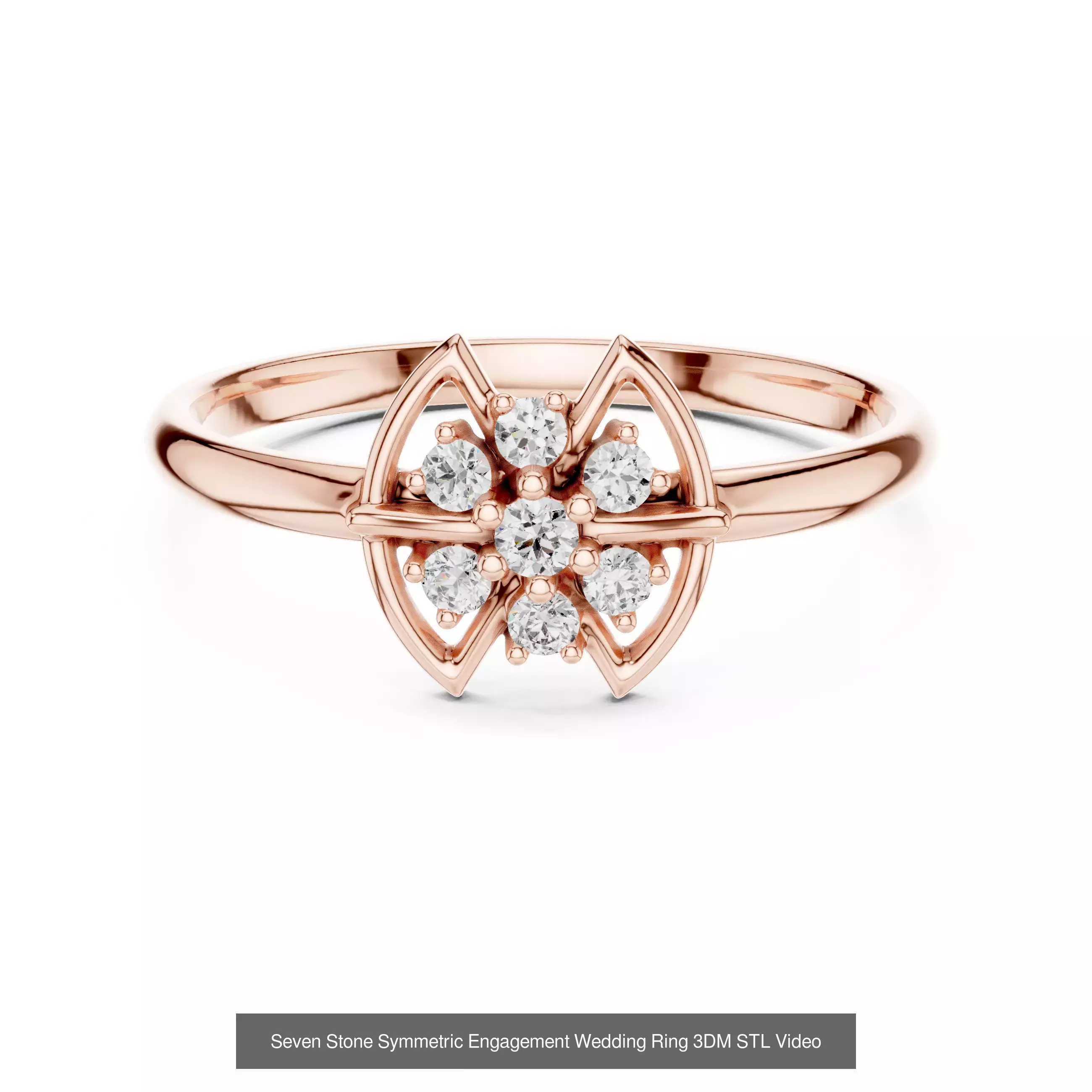 18 Seven Diamond Rings 3DM STL OBJ FBX 3 Color Render Video 3D Model Collection_8