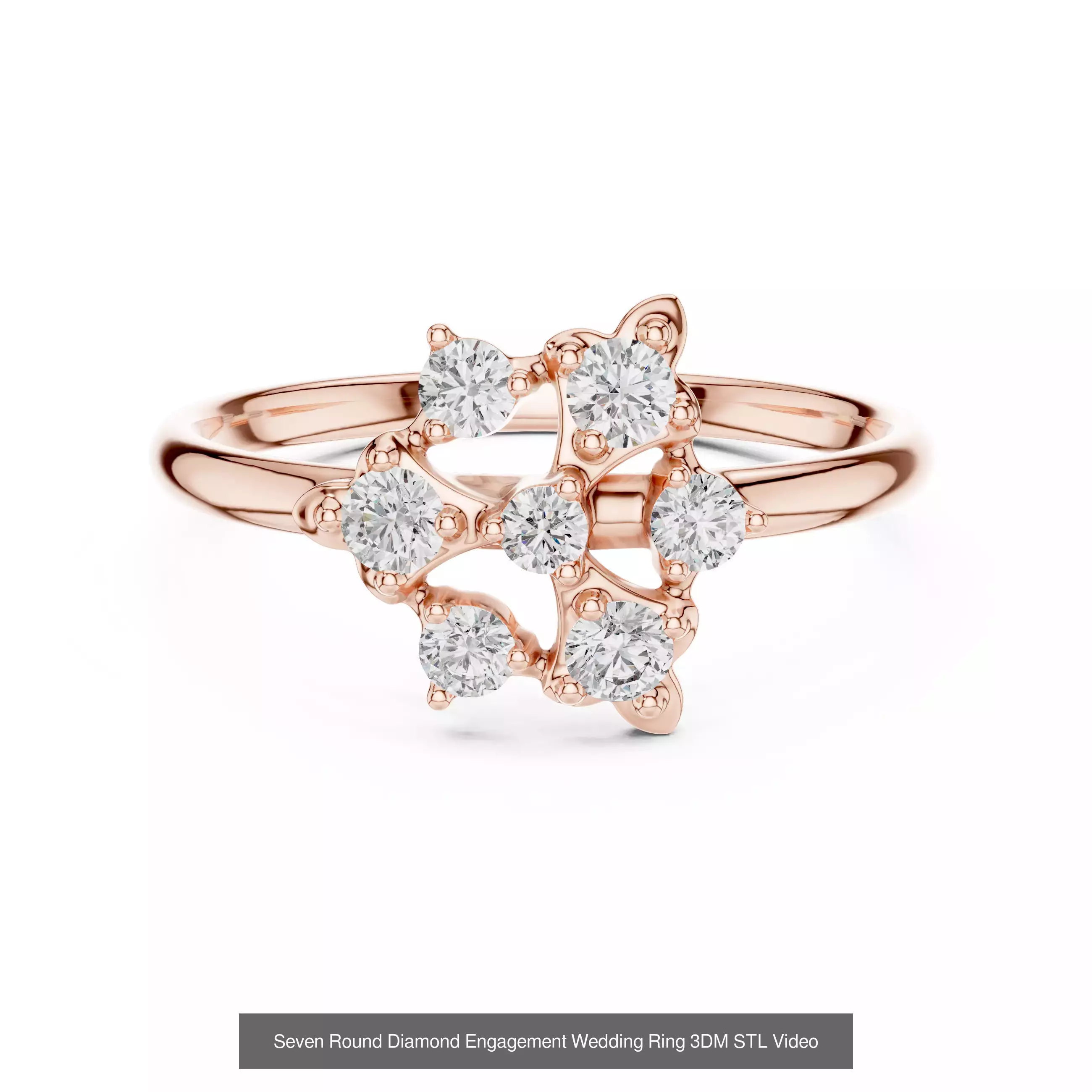 18 Seven Diamond Rings 3DM STL OBJ FBX 3 Color Render Video 3D Model Collection_4