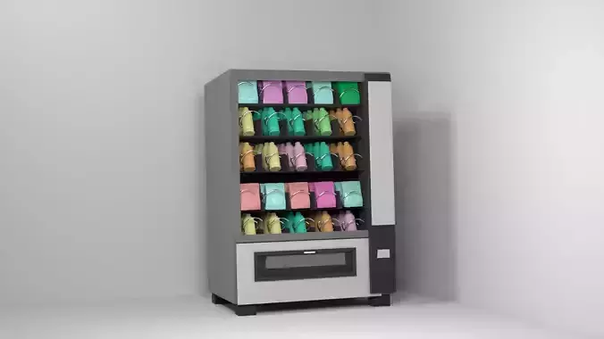 3D Vending Machine Model with Drinks and Snacks