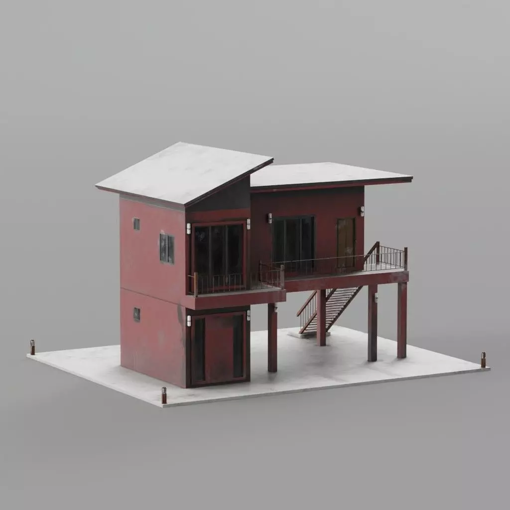 Modern Elevated House 3D model_2