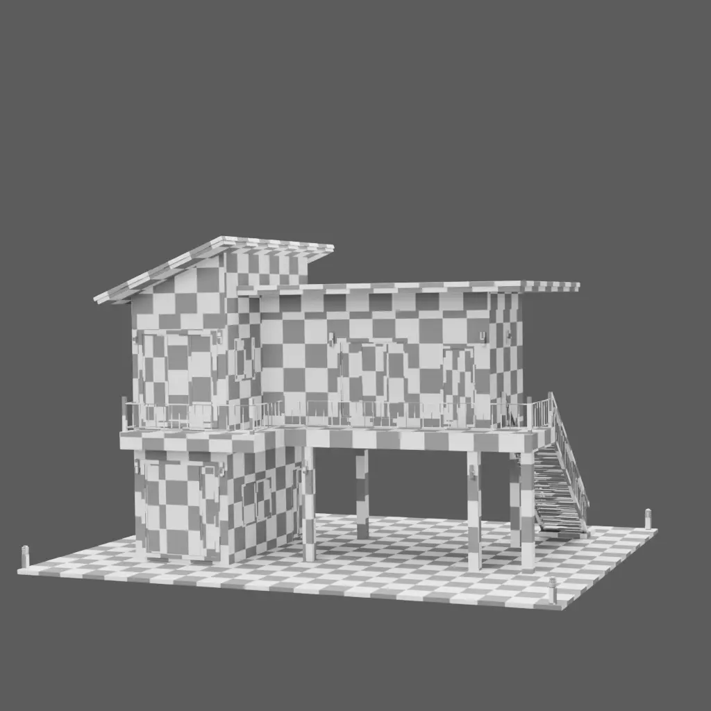 Modern Elevated House 3D model_6