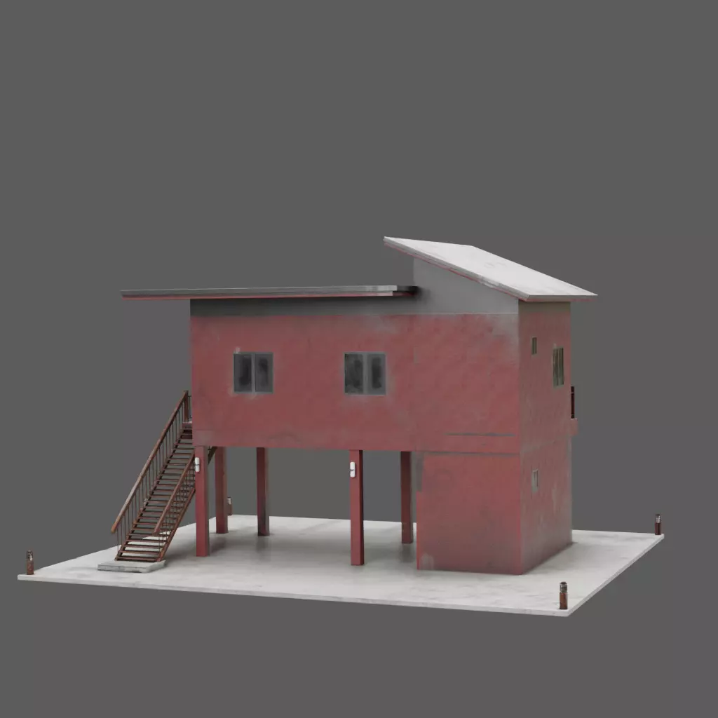 Modern Elevated House 3D model_4
