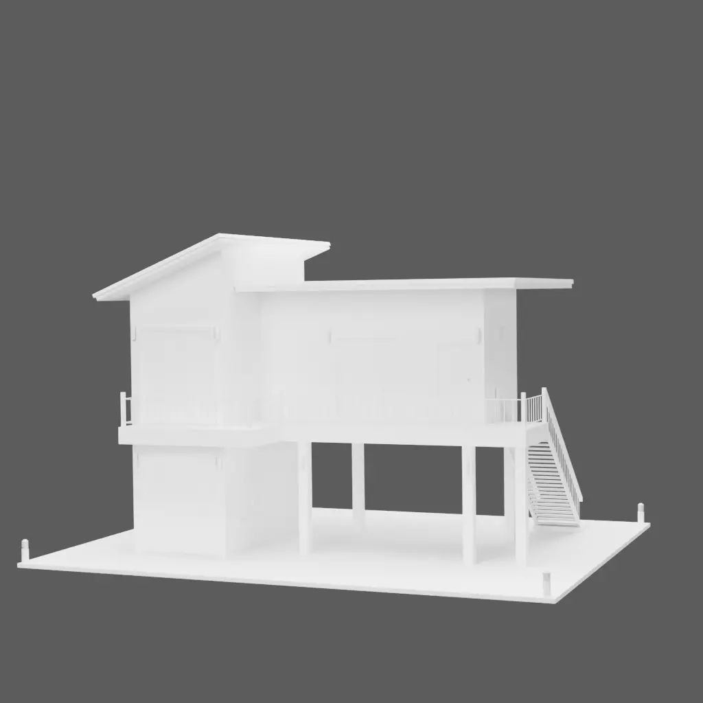 Modern Elevated House 3D model_7