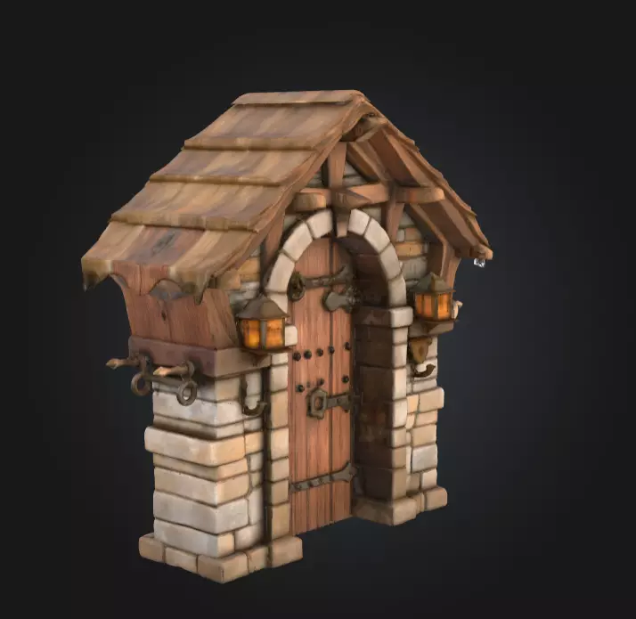 Medieval Gatehouse Door Low-poly 3D model_5