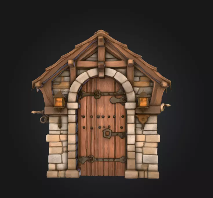 Medieval Gatehouse Door Low-poly 3D model_4