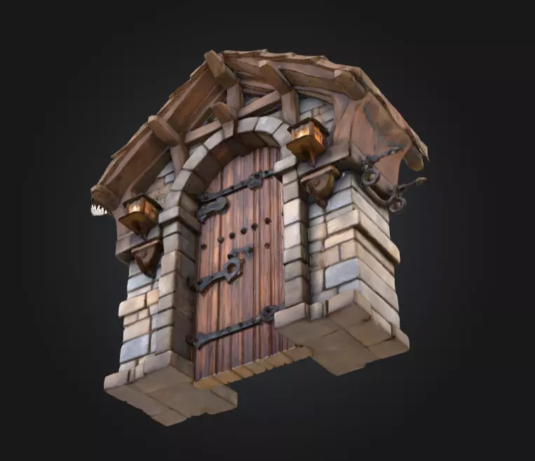 Medieval Gatehouse Door Low-poly 3D model_11