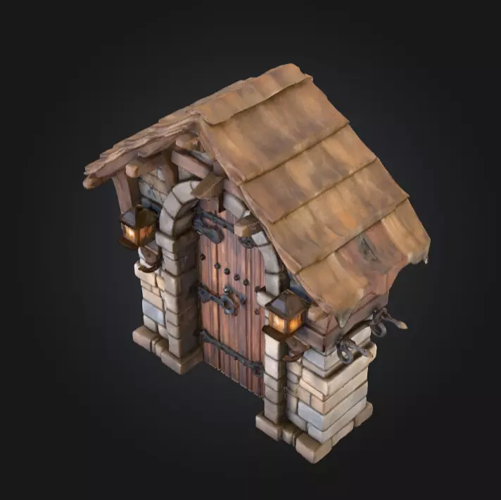 Medieval Gatehouse Door Low-poly 3D model_8