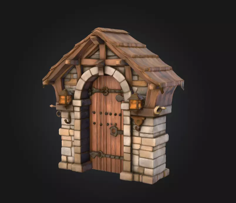 Medieval Gatehouse Door Low-poly 3D model_3