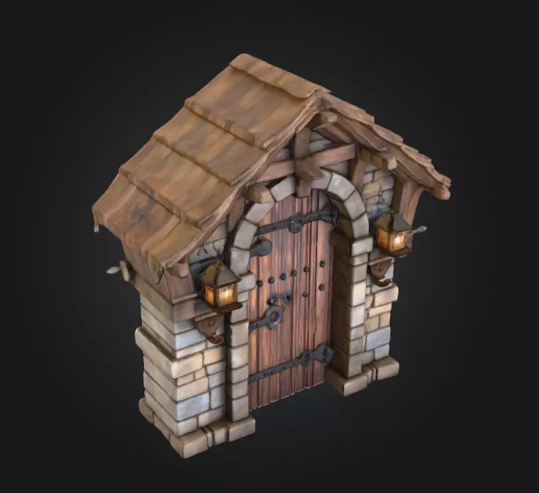 Medieval Gatehouse Door Low-poly 3D model_7