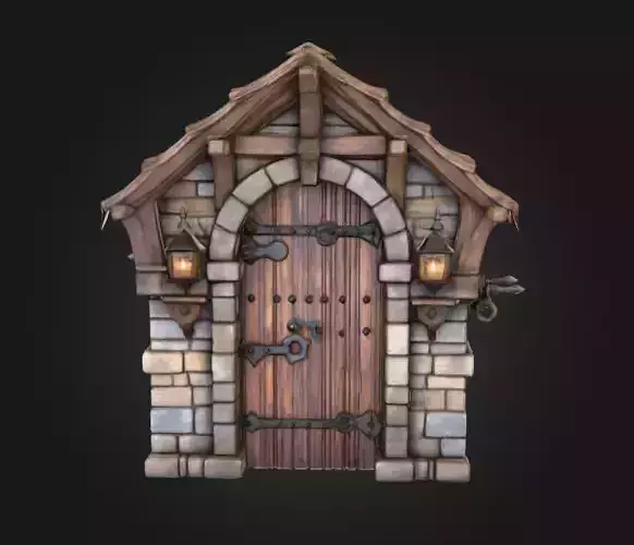 Medieval Gatehouse Door Low-poly 3D model Medieval Gatehouse Door Low-poly 3D model
