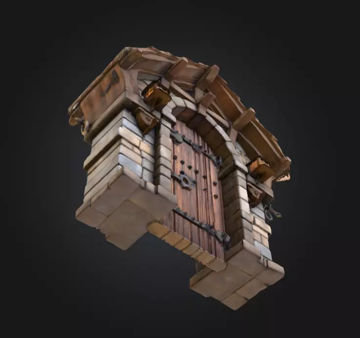 Medieval Gatehouse Door Low-poly 3D model_10