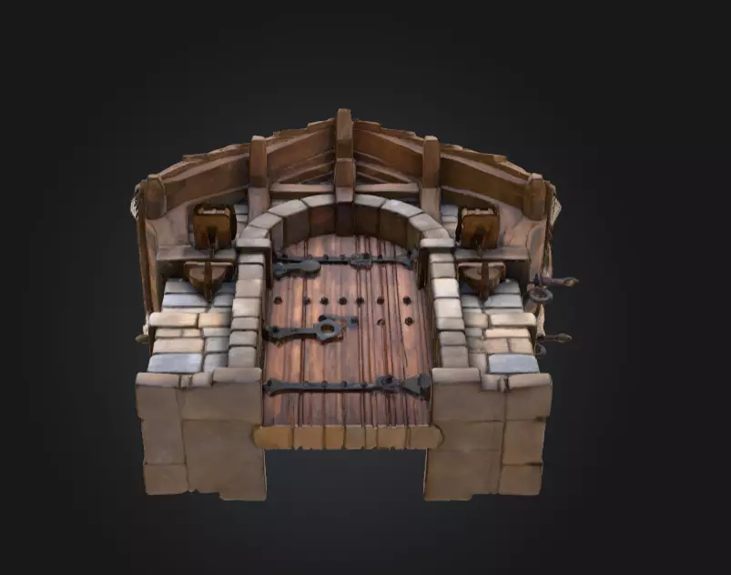 Medieval Gatehouse Door Low-poly 3D model_9