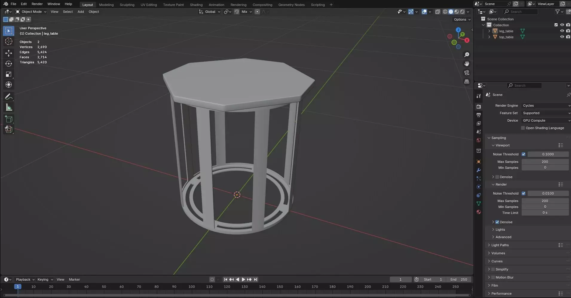 Octagon Table CG6 3D model_7