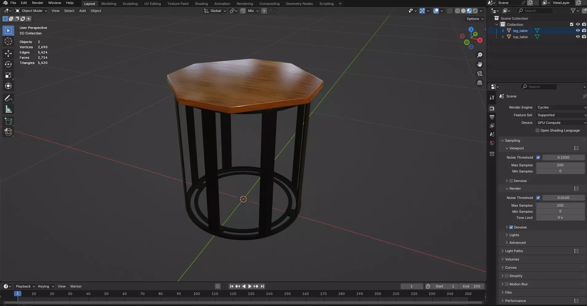 Octagon Table CG6 3D model_8