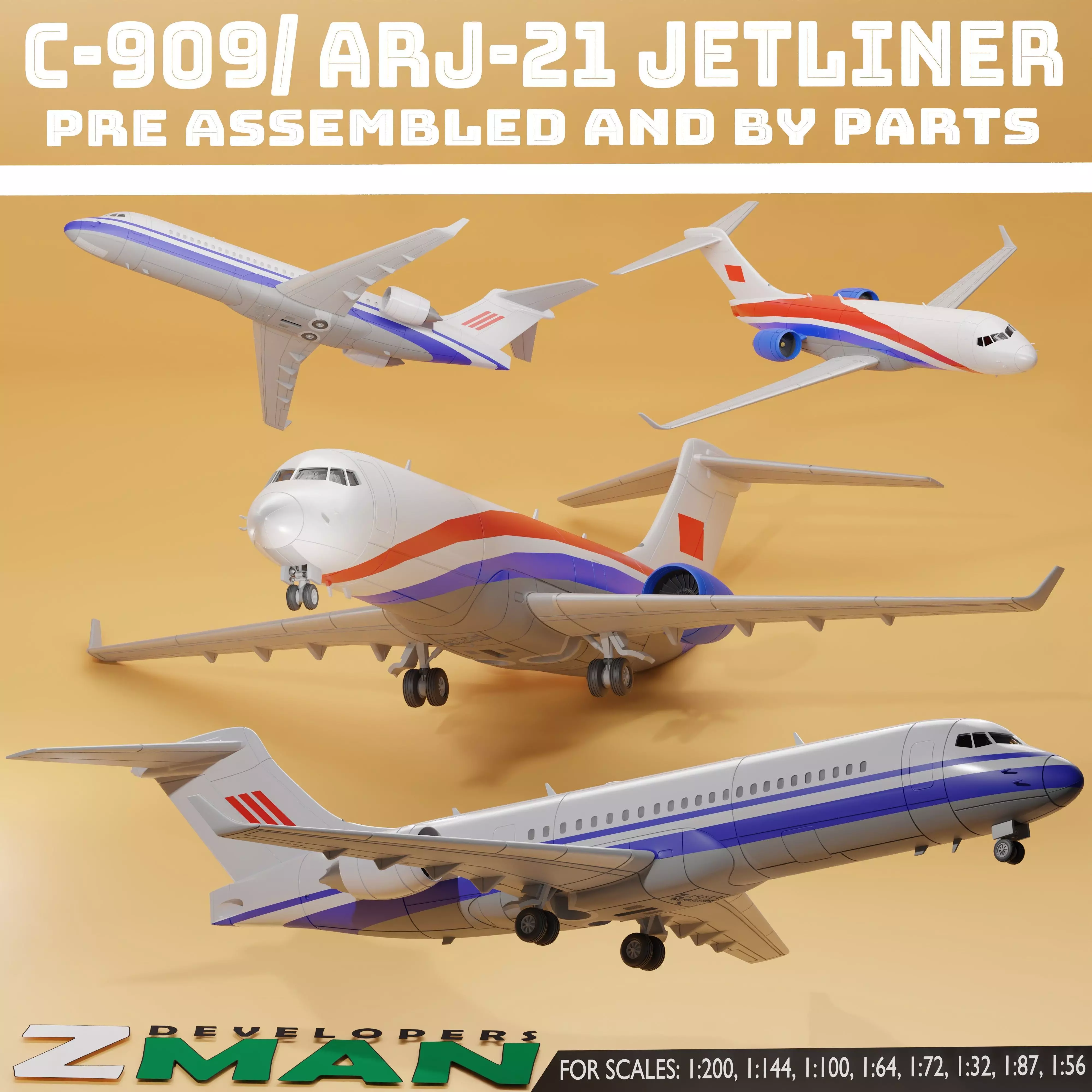 Comac C909 ARJ21 PASSENGERS AIRCRAFT V1 3D print model_0