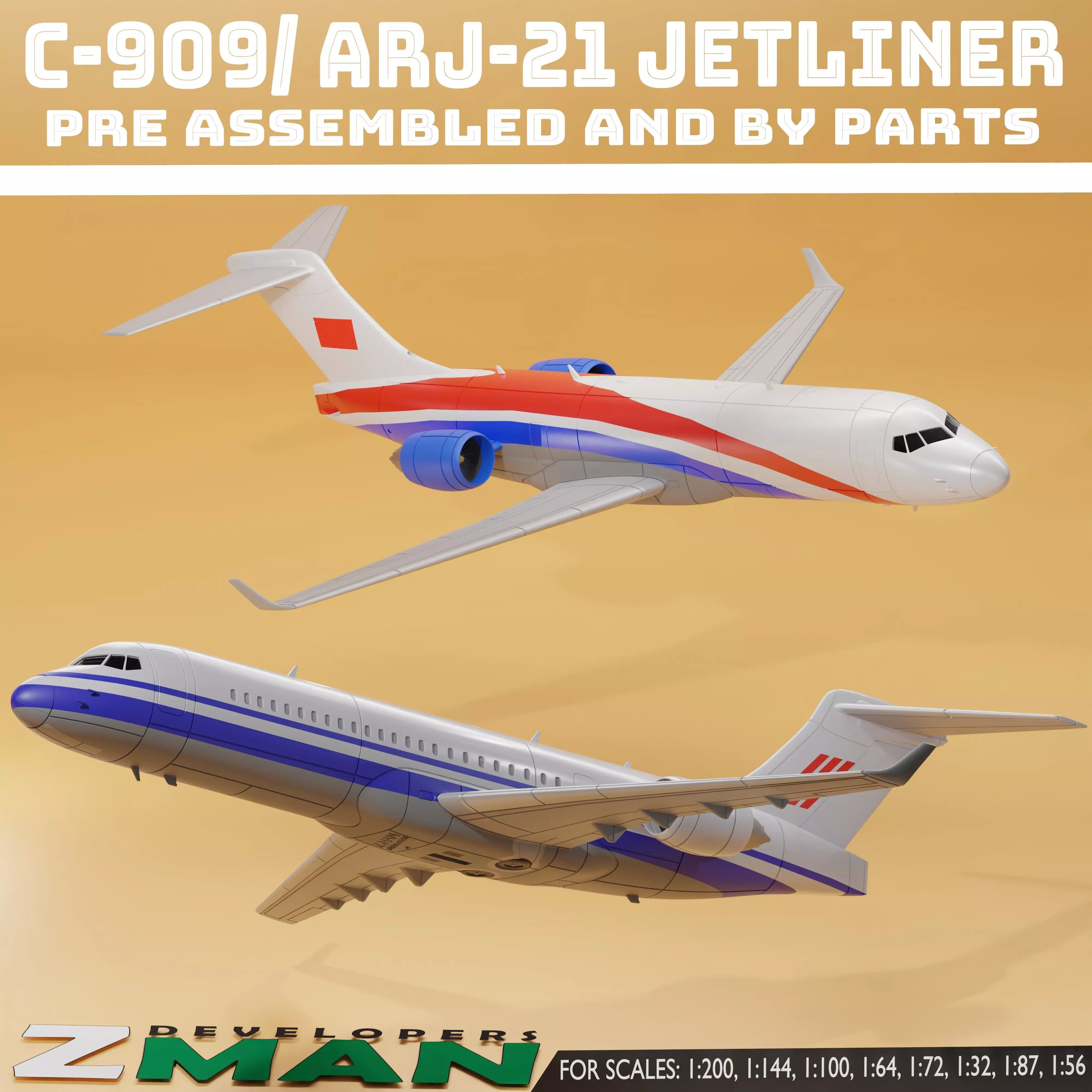 Comac C909 ARJ21 PASSENGERS AIRCRAFT V1 3D print model_2