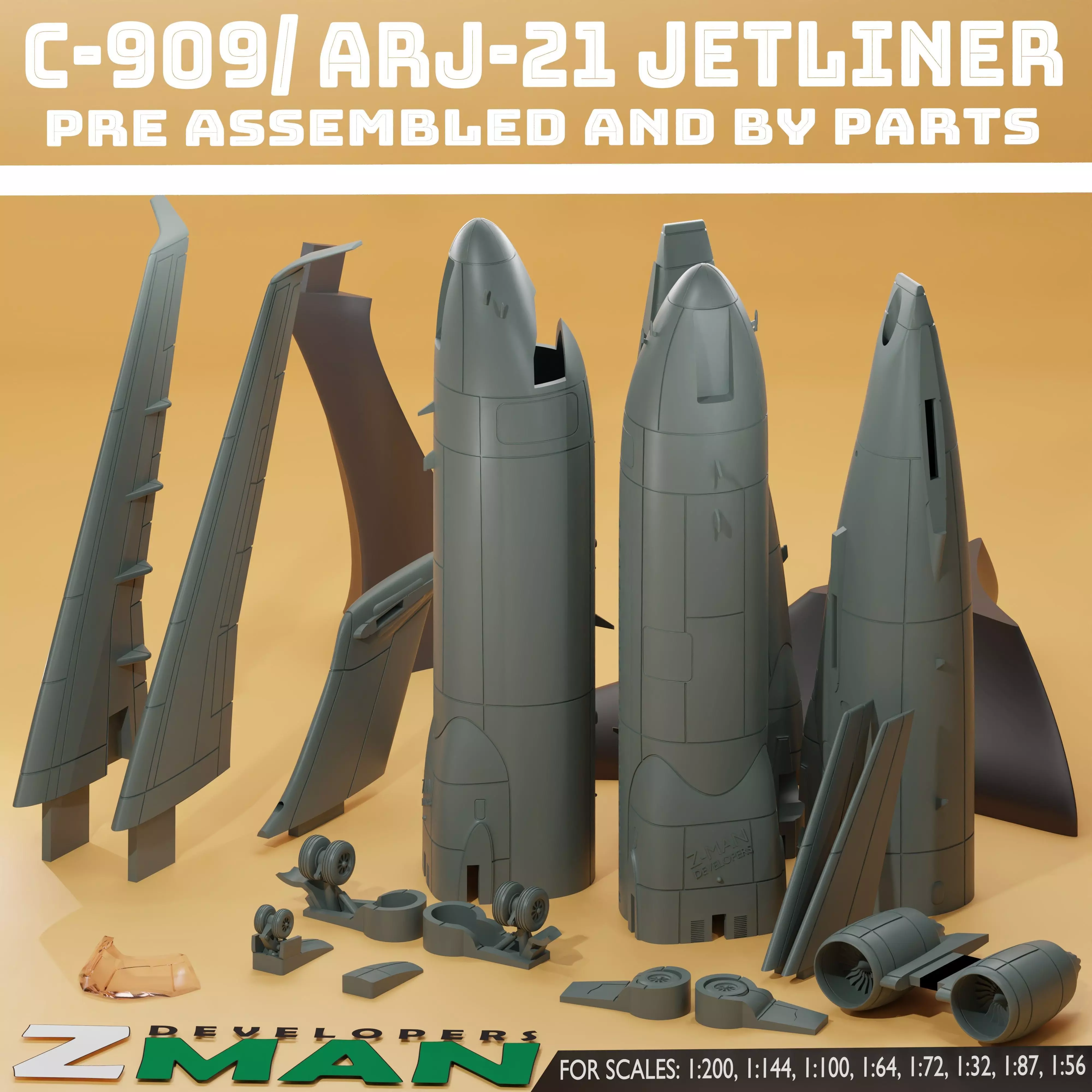 Comac C909 ARJ21 PASSENGERS AIRCRAFT V1 3D print model_3