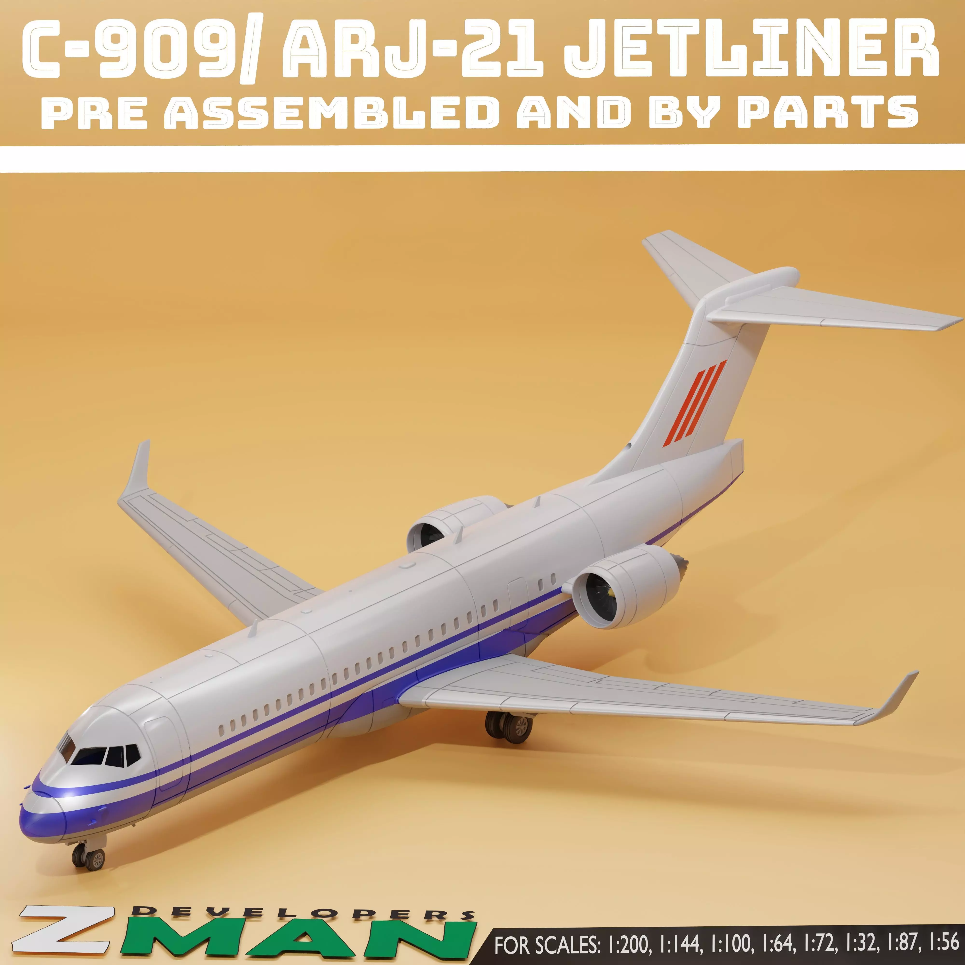 Comac C909 ARJ21 PASSENGERS AIRCRAFT V1 3D print model_5