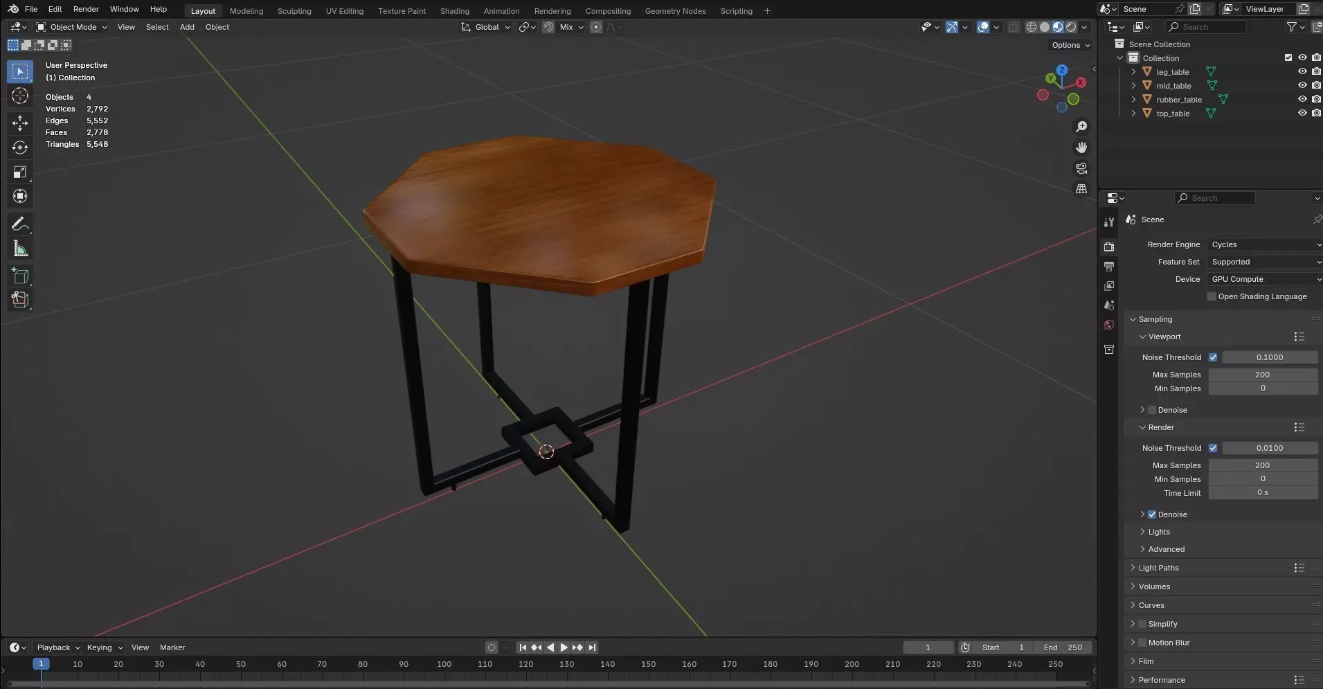 Octagon Table CG7 3D model_8