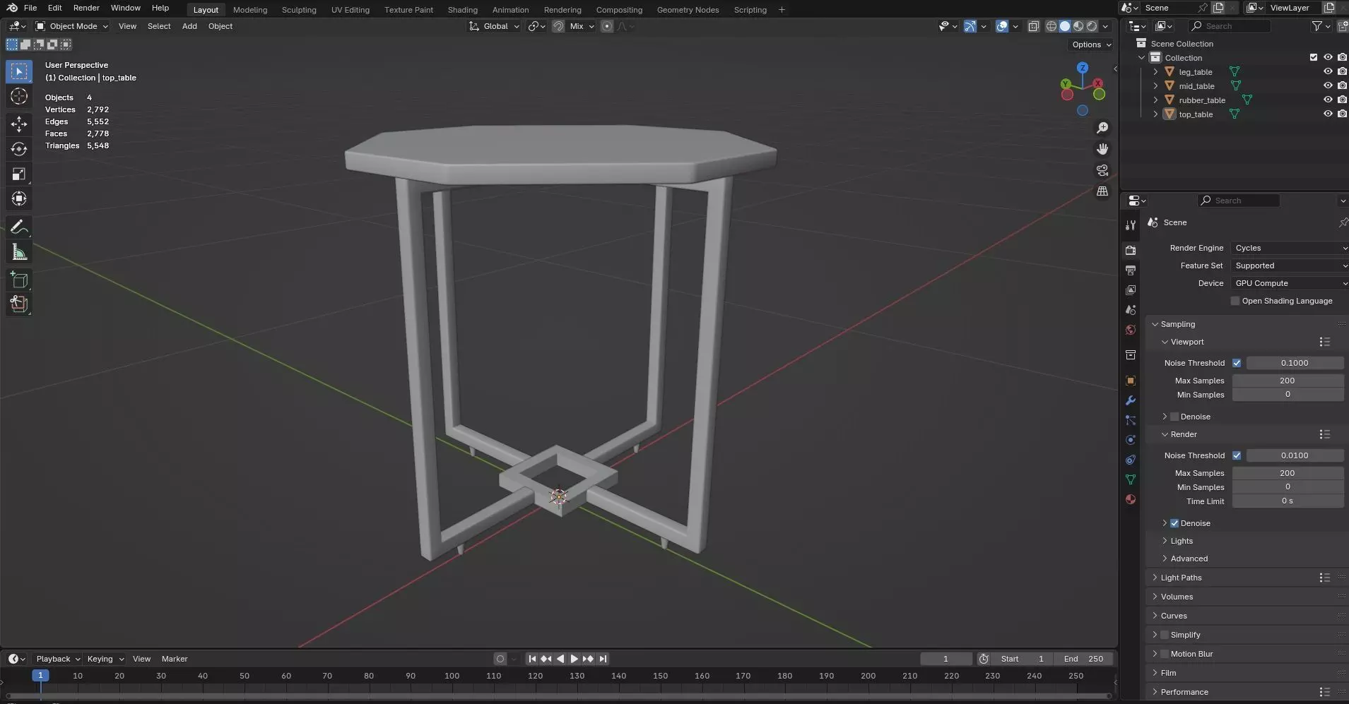Octagon Table CG7 3D model_7