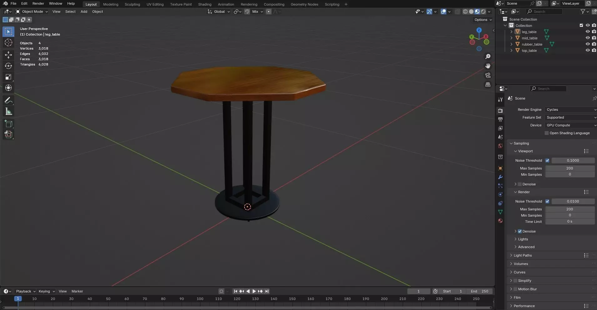 Octagon Table CG8 3D model_8