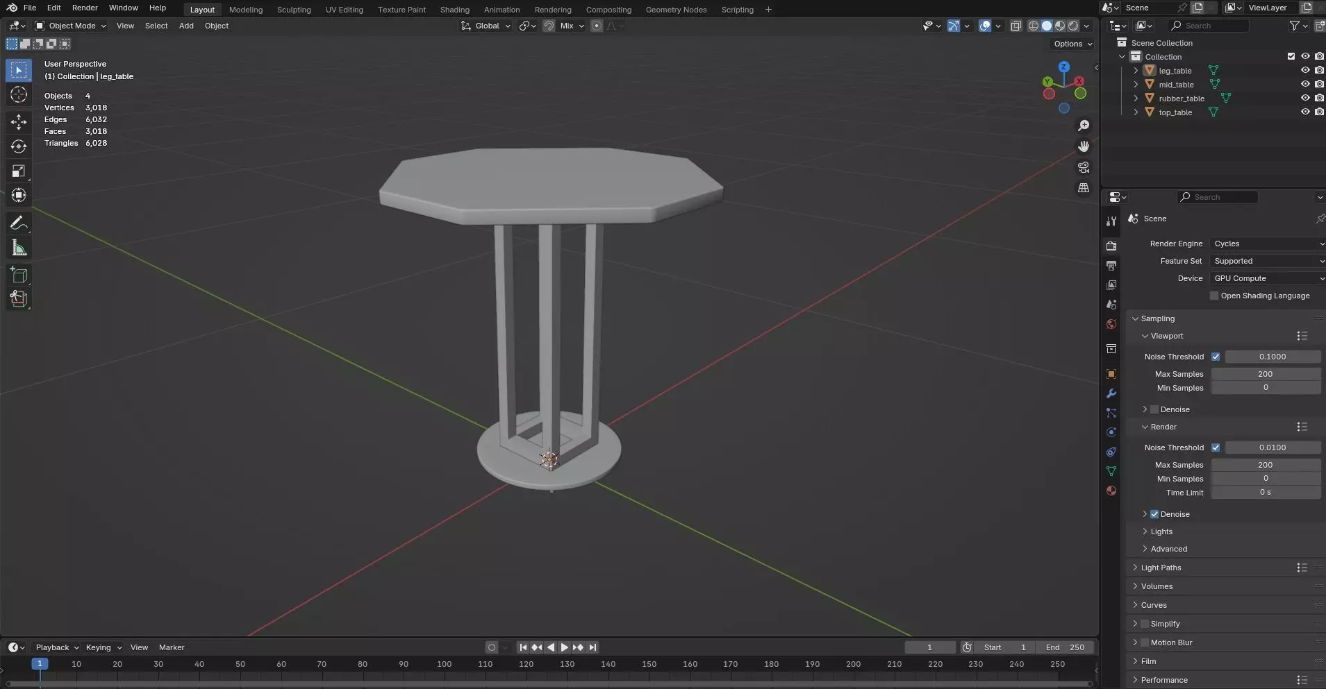 Octagon Table CG8 3D model_7