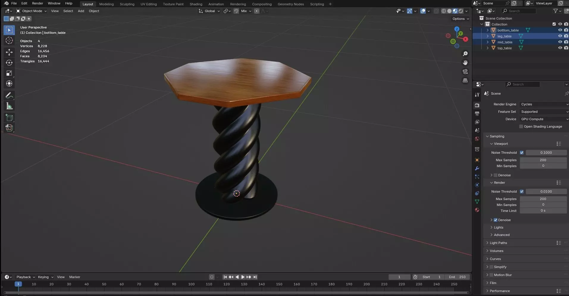 Octagon Table CG9 3D model_8
