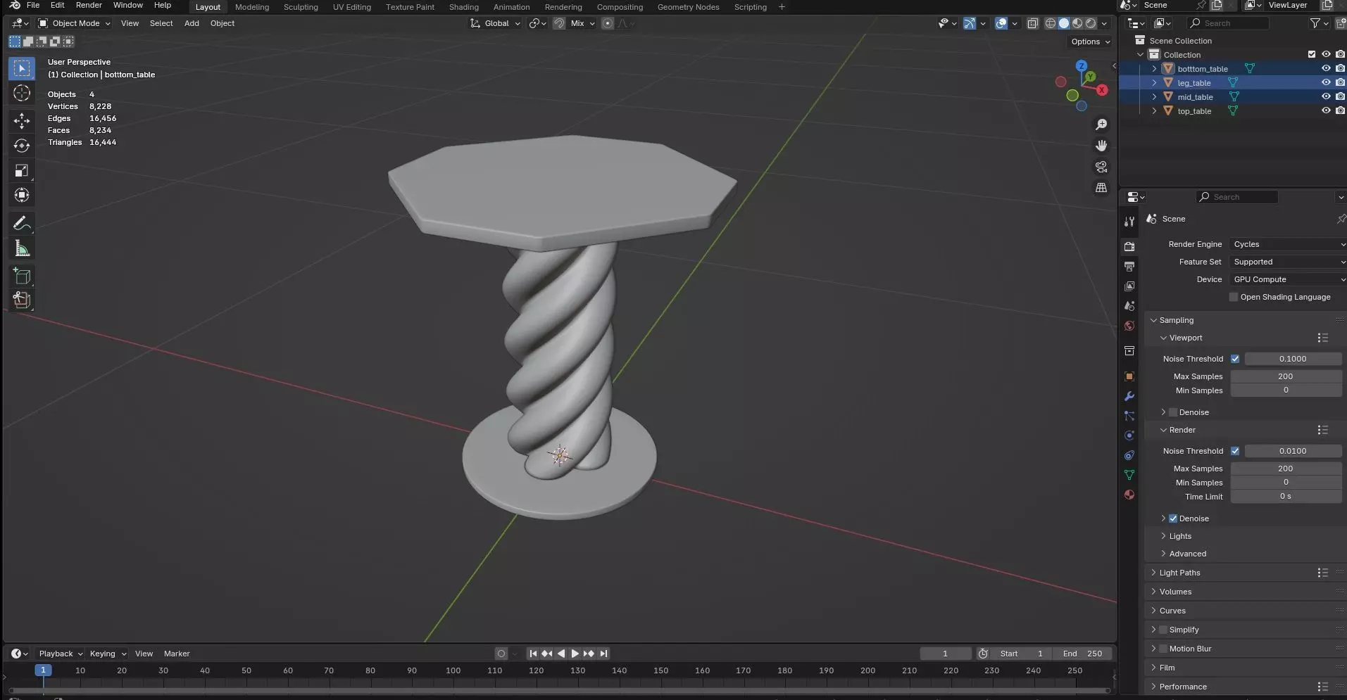 Octagon Table CG9 3D model_7