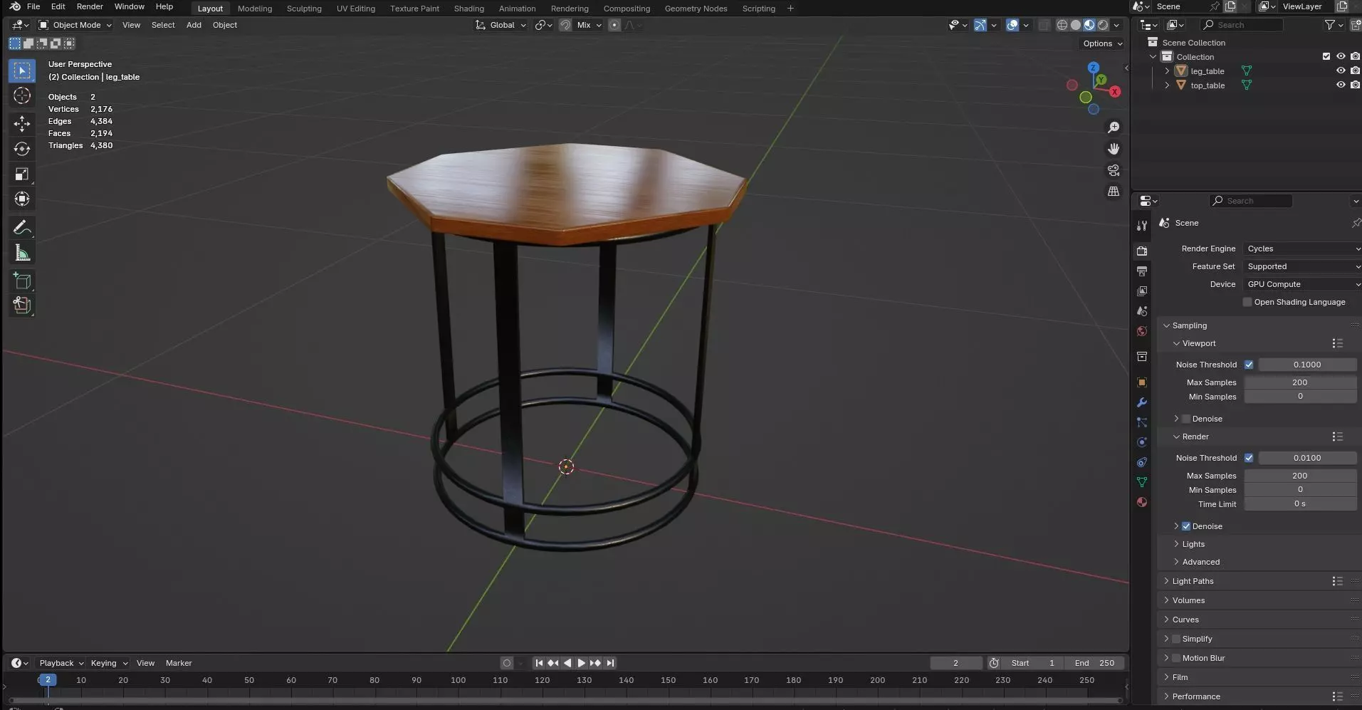 Octagon Table CG10 3D model_8