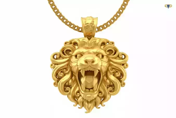 Gold Lion Pendant STL 3D Model for Jewelry - One Inch Pendant