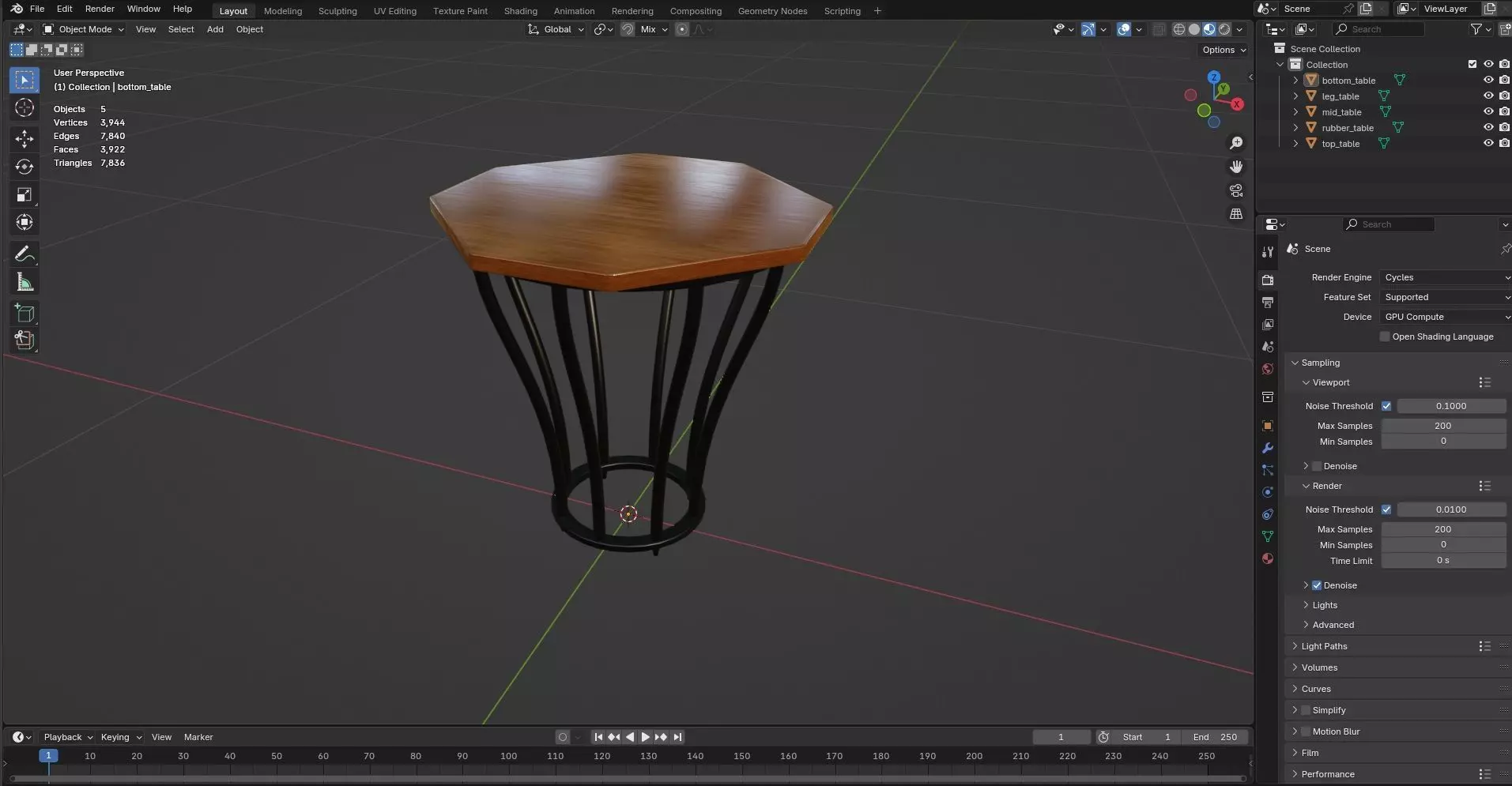 Octagon Table CG15 3D model_8