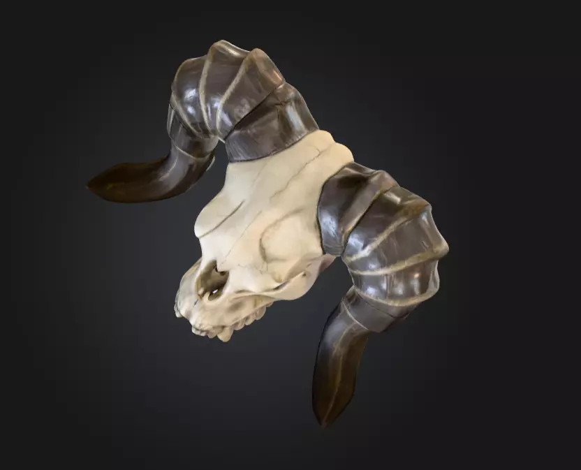 Ram Skull Artifact Low-poly 3D model_9
