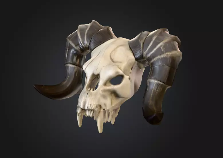 Ram Skull Artifact Low-poly 3D model_1